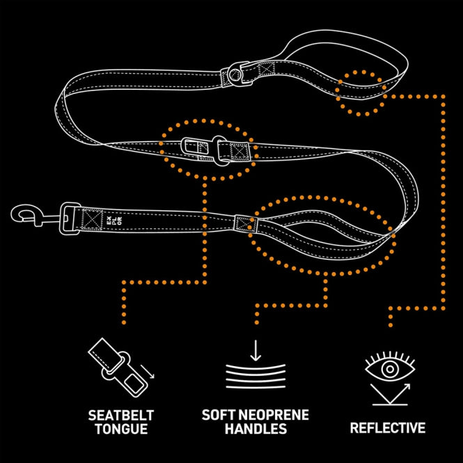 Duvoplus EXPLOR Ultimate Fit On-The-Road-Leine Safety - Silver Reflective - 130cm - 16mm
