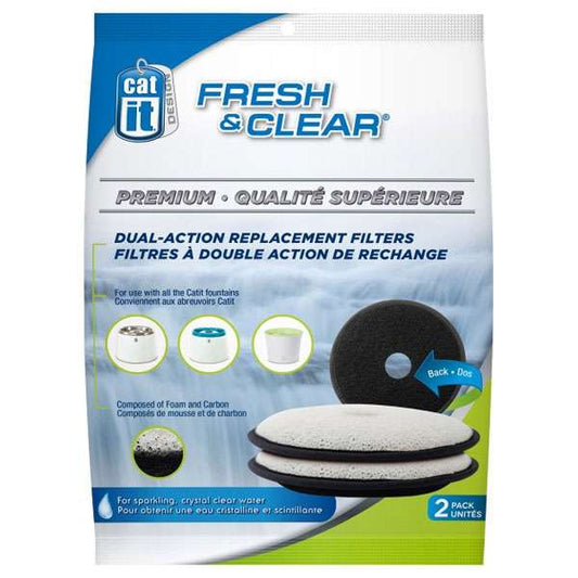 CATIT Premium-Ersatzfilter fürFresh&Clear Trinkbrunnen, 2er Set